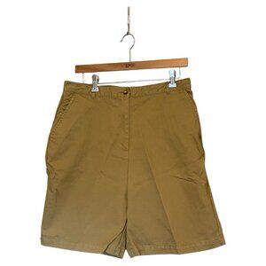 Orvis Tan Khaki Shorts Women's Size 12 Flat Front Cotton Chino